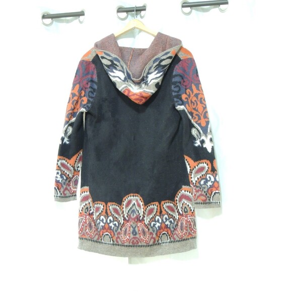 MAXSPORT Boho Open Long Cardigan Sweater Coat w/Hood - Size Small Red Orange - Picture 2 of 4